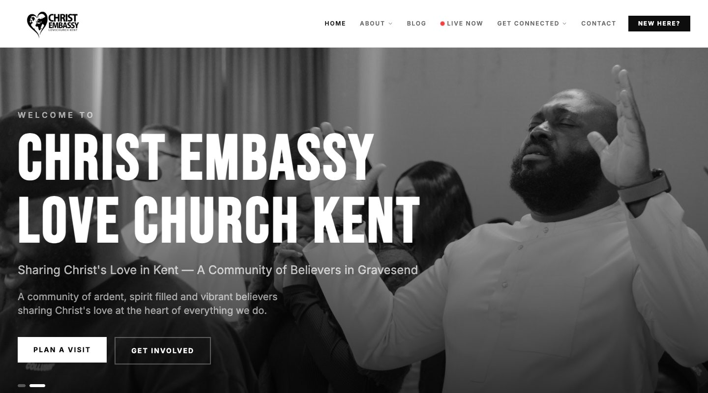 The Christ Embassy Love Church Kent website homepage