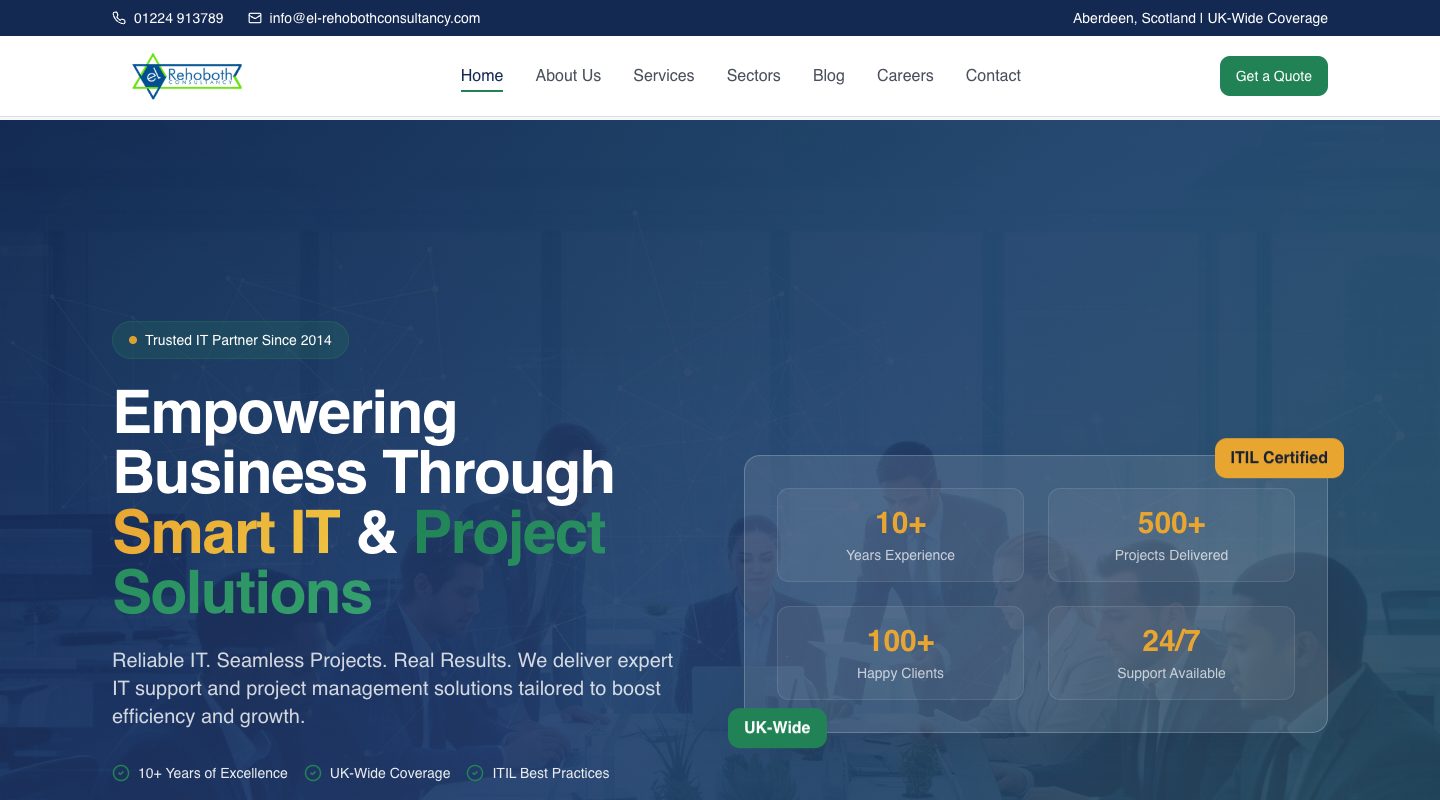 The El-Rehoboth Consultancy website homepage