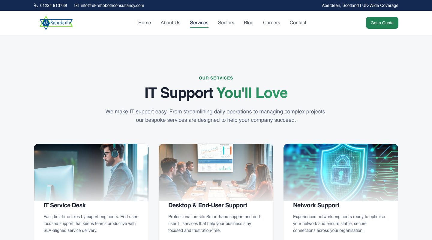 The El-Rehoboth Consultancy services page