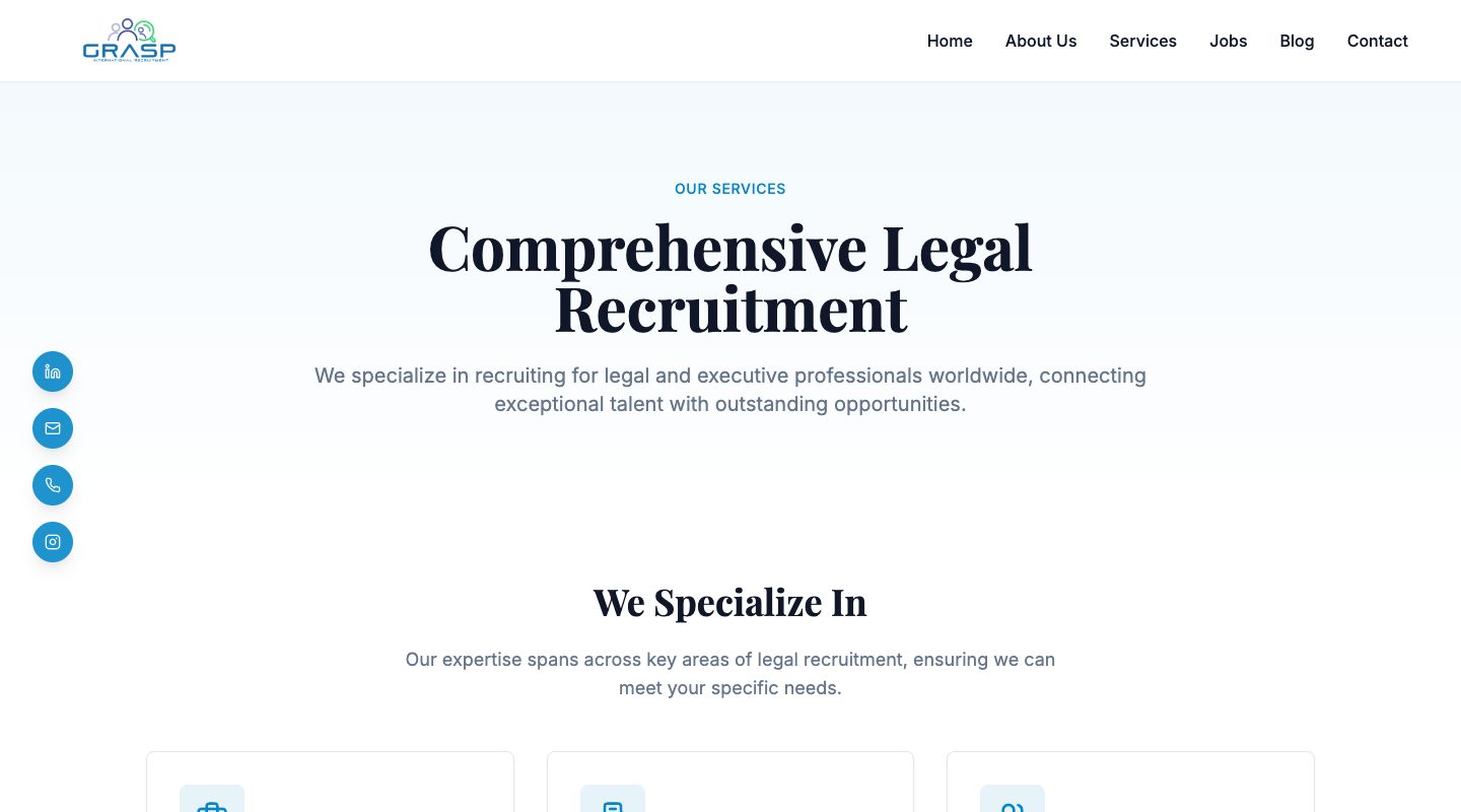 The GRASP International Recruitment services page