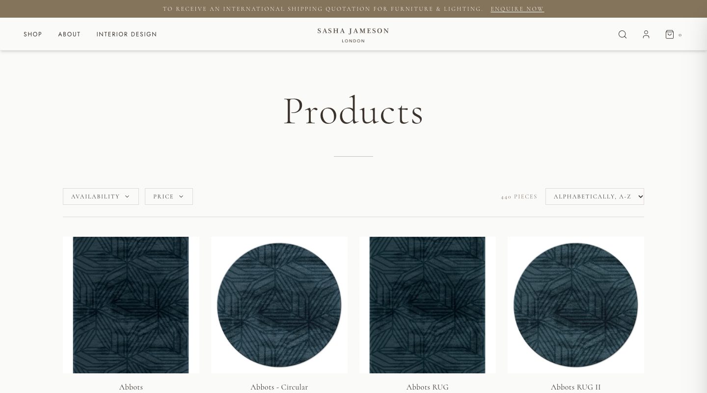 The Sasha Jameson Interiors product collection