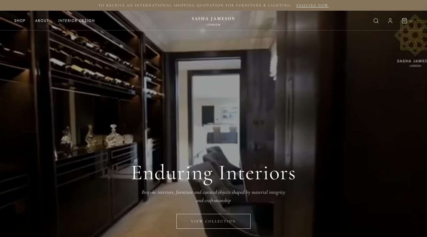 The Sasha Jameson Interiors website homepage